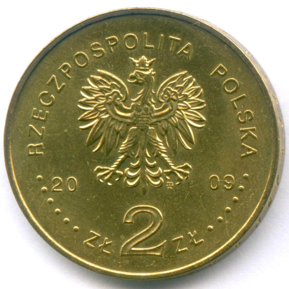 2 злотых 2009 год. Польша. Оборона Вестерплатте в сентябре 1939. Латунь XF-AU