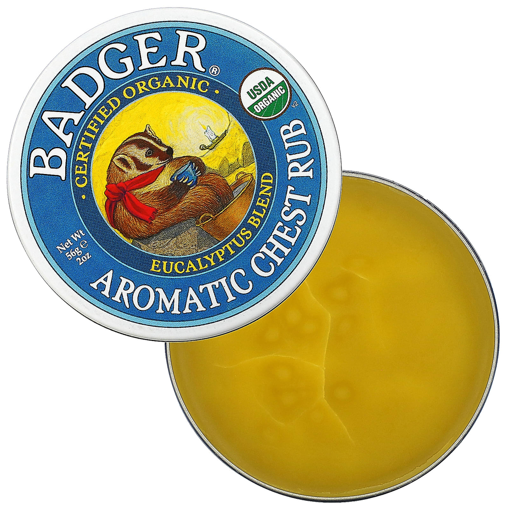 Badger, ароматическая мазь для грудной клетки, эвкалипт и мята, 56  (2 унции)