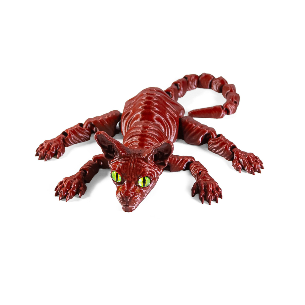 Подвижный кот Сфинкс, игрушка антистресс, бордовый