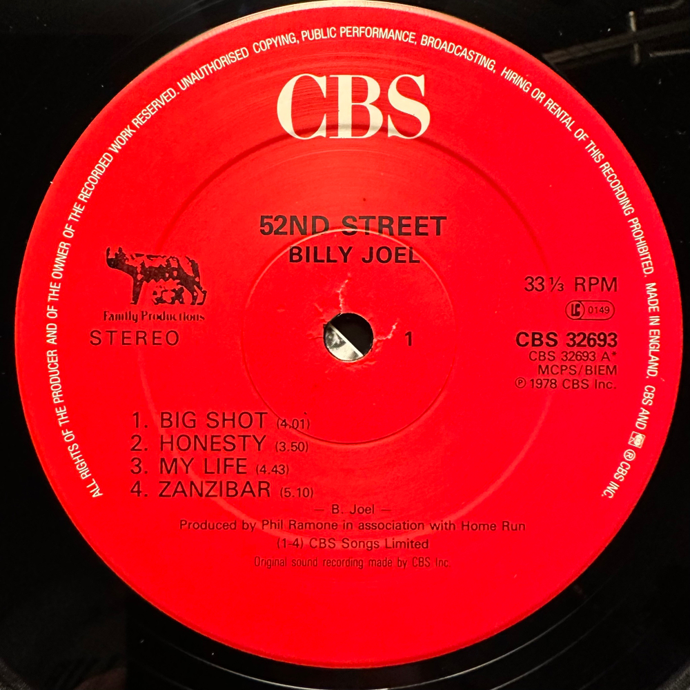 Billy Joel - 52nd Street (Англия 1985г.)