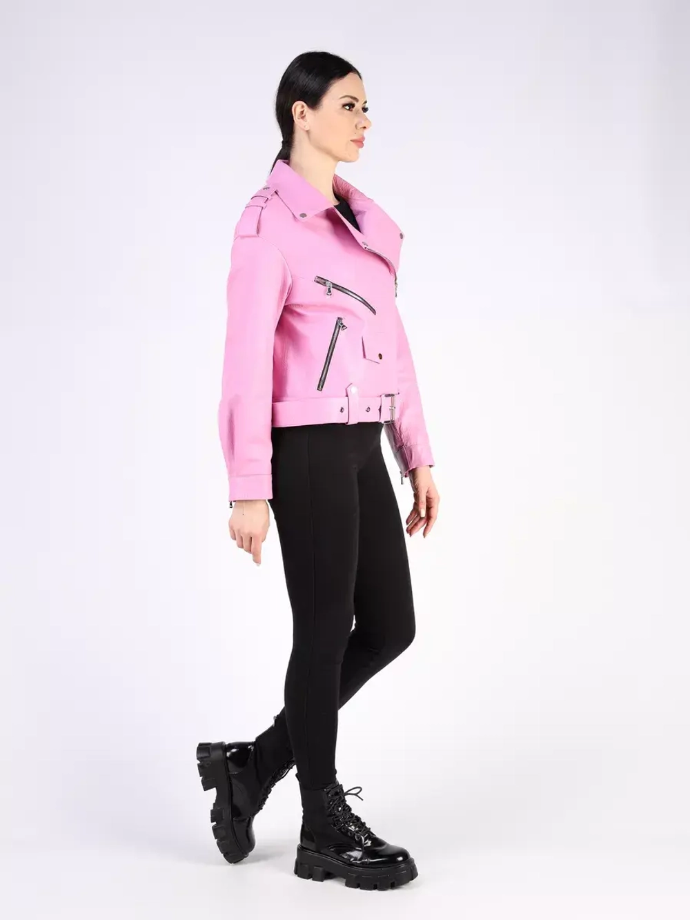 Кожаная куртка демисезонная косуха оверсайз