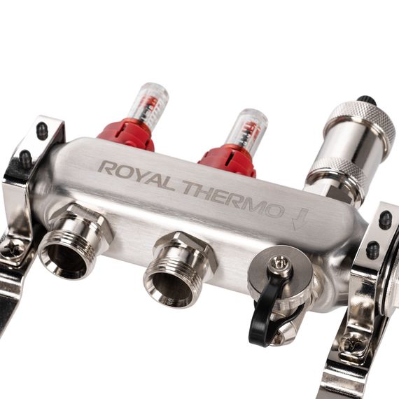 Коллектор Royal Thermo нерж. в сборе с расходомерами 1 ВР-3/4 НР с автомат. воздухоотвод-ми 2 вых. купить в Москве и Московской области по низкой цене с доставкой по России — (5) Коллектор Royal Thermo нерж. в сборе с расходомерами 1 ВР-3/4 НР с автомат. воздухоотвод-ми 2 вых. — (5)