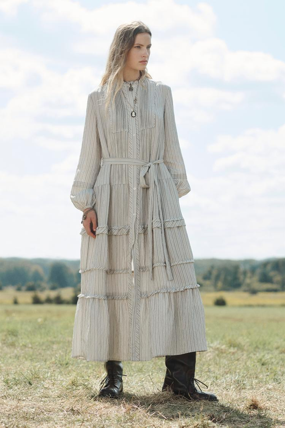 ZARA ПЛАТЬЕ В РОМАНТИЧЕСКОМ СТИЛЕ, ПОЛОСКИ