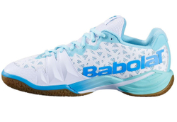 Женские кроссовки для бадминтона/сквоша Babolat Shadow 4 - white/lagoon