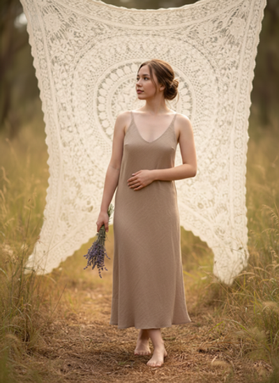 Платье Комбинация бежевого цвета