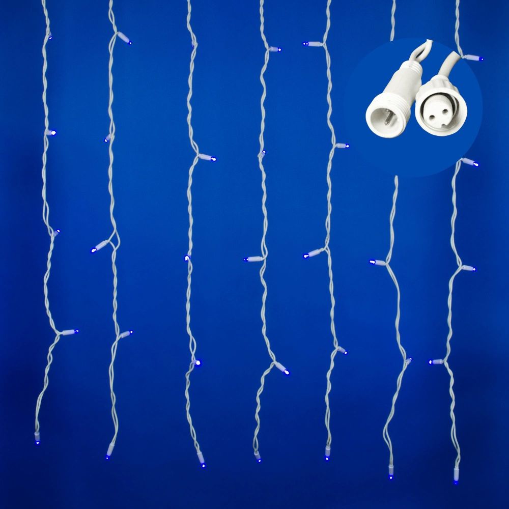 ULD-C2030-240-TWK BLUE IP67 Занавес светодиодный с эффектом мерцания. 3х2м. Соединяемый. 240 светодиодов. Синий свет. Провод белый. TM Uniel.