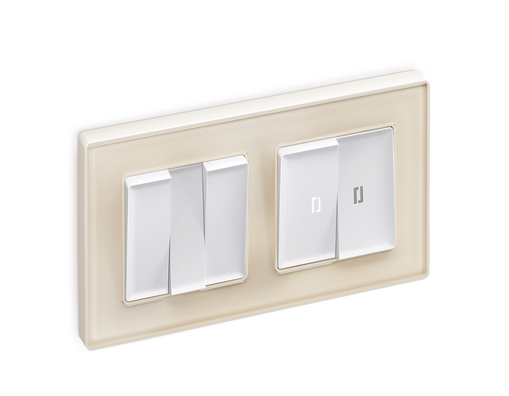 MA124015 Комплект механизма 2-кл выключателя с подсветкой 5600K ALFA Белый матовый QUANT (AP1240, VM115, G14W)