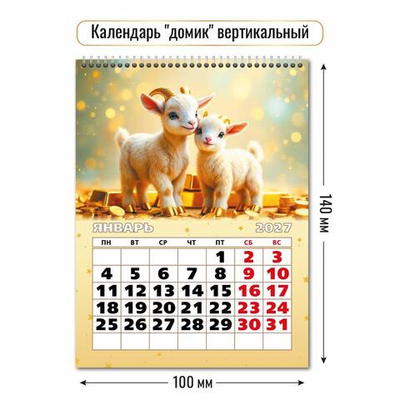 Календарь-домик вертикальный 2027 "Символ года" 10082 (Квадра)
