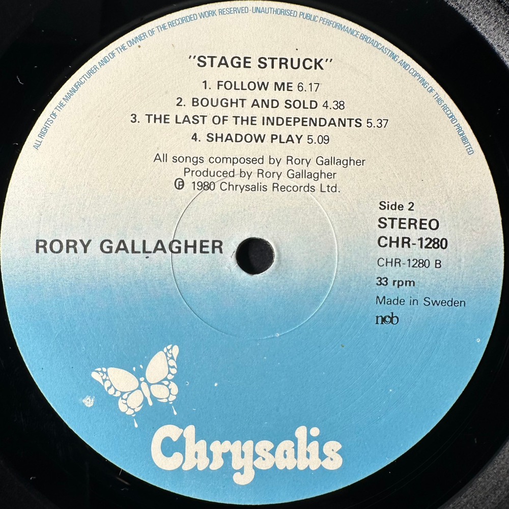 Rory Gallagher ‎– Stage Struck (Швеция 1980г.)