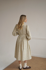 Платье Ева из фланели, Кремовый с голубыми цветами