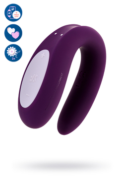 Многофункциональный стимулятор для пар Satisfyer Double Joy Connect App, силикон, фиолетовый, 18 см