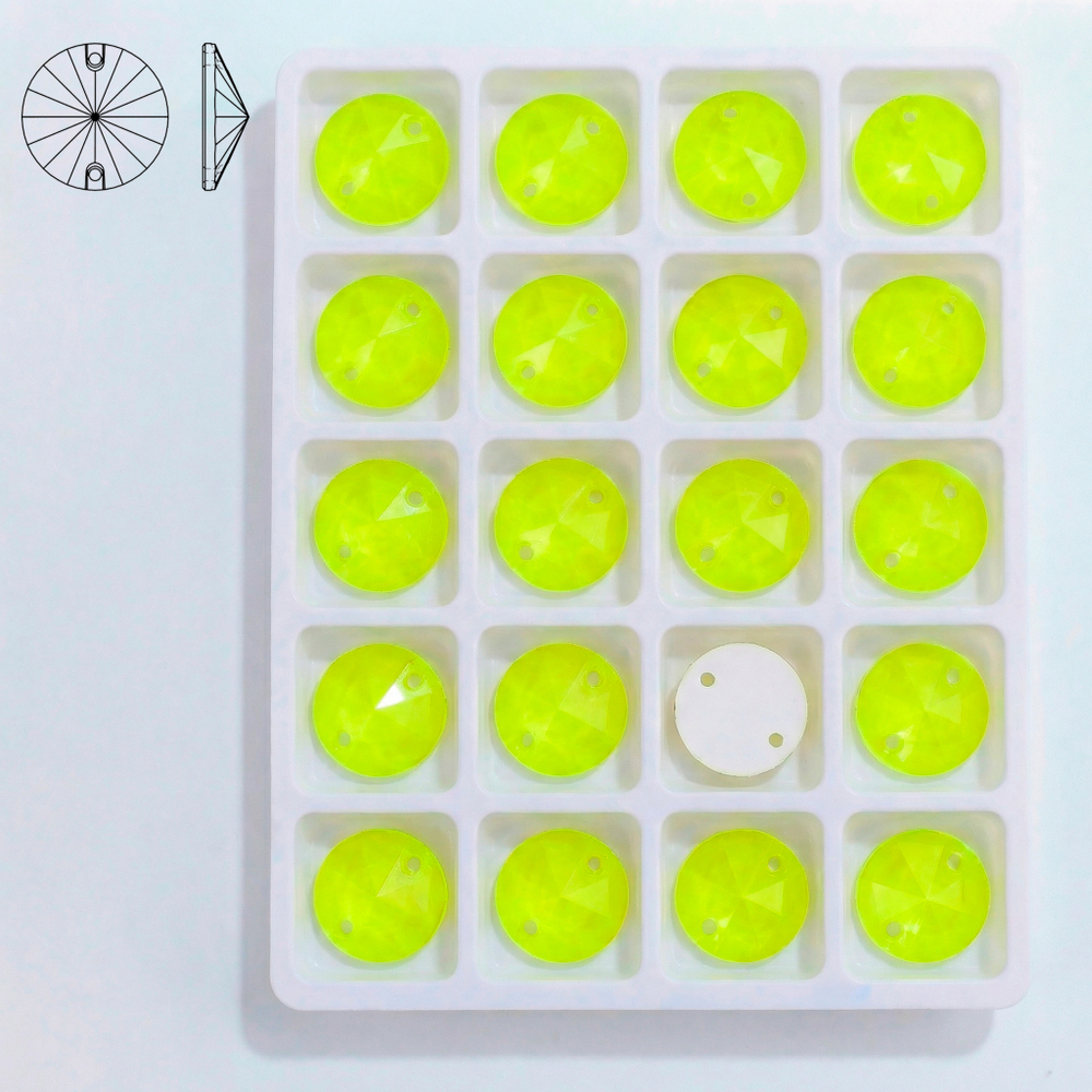 Стразы пришивные из стекла, цвет Neon Yellow, форма Rivoli