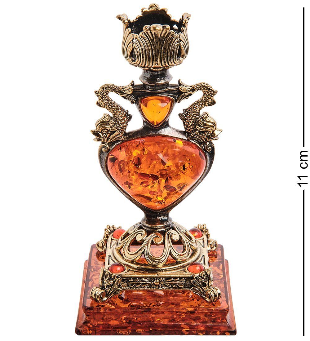 Народные промыслы AM-3047 Подсвечник «Индийский» (латунь, янтарь)