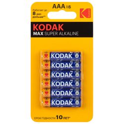 Батарейки Kodak LR03-4+2BL MAX SUPER Alkaline | Батарейки Щелочные (Алкалиновые)
