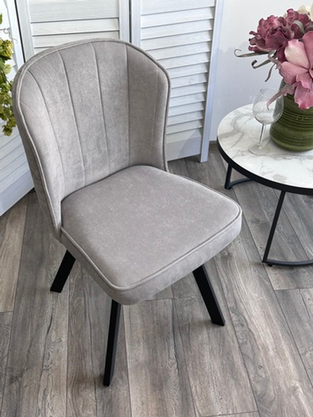 Стул М-City DISAUR Мод (Mode) поворотный на поворотный на 360 градусов, B22 Серый, Велюр, Черный каркас