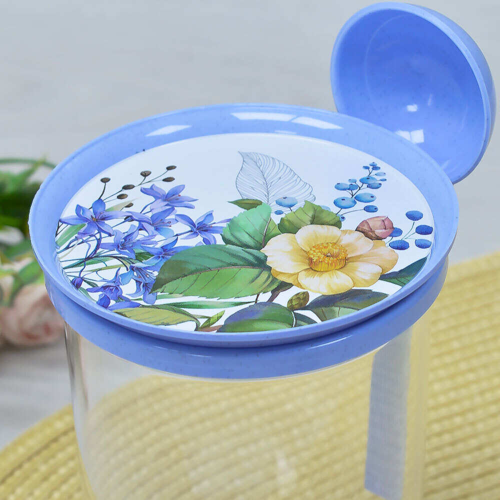 Банка для сыпучих продуктов 0,7л с ложкой "Цветущий сад"