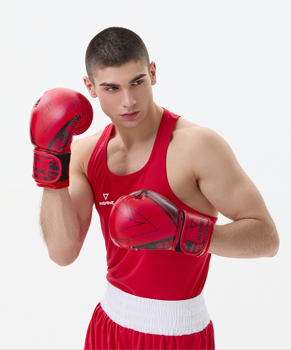 Перчатки боксерские ODIN, ПУ, красный, 12 oz