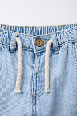 ZARA ДЖИНСЫ BAGGY СО ШНУРКАМИ, ГОЛУБОЙ