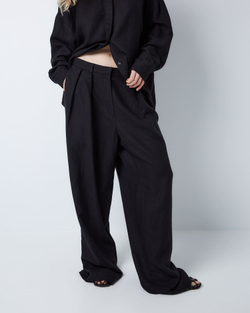 Брюки изо льна и вискозы черный