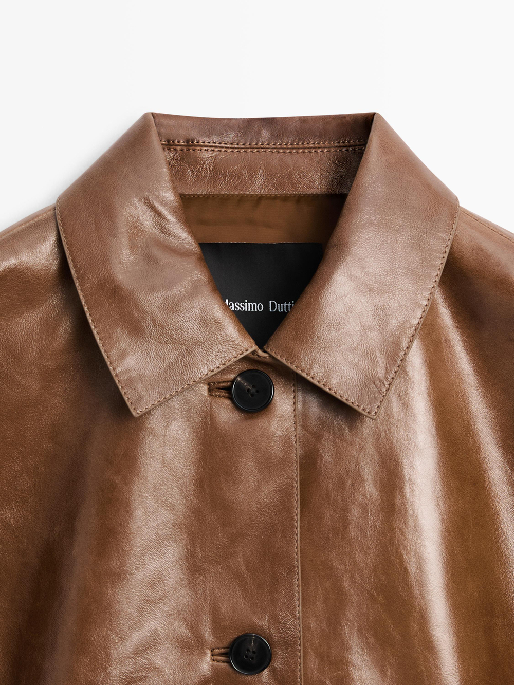 Massimo Dutti Укороченная куртка из кожи наппа, цвет верблюжьей шерсти