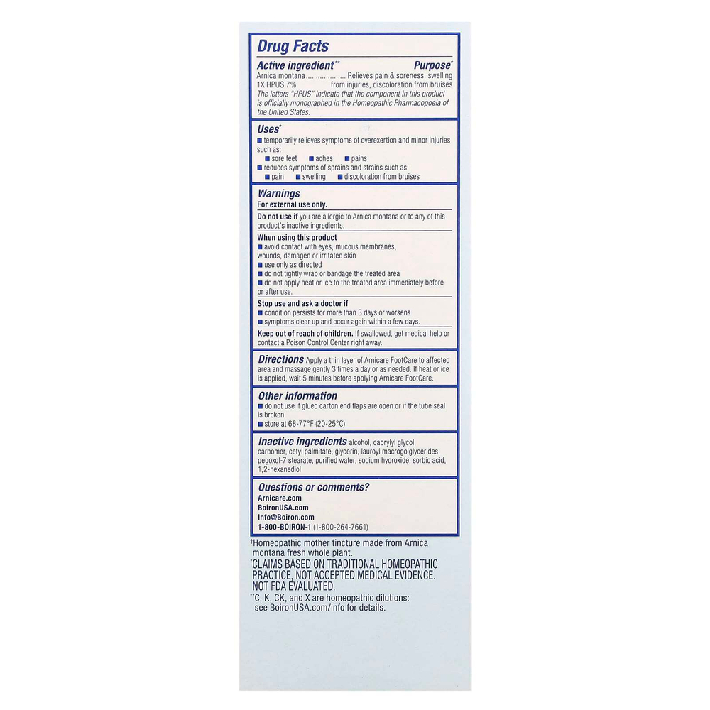 Boiron, Arnicare, крем для ног, для снятия боли в ногах, 120 г (4,2 унции)