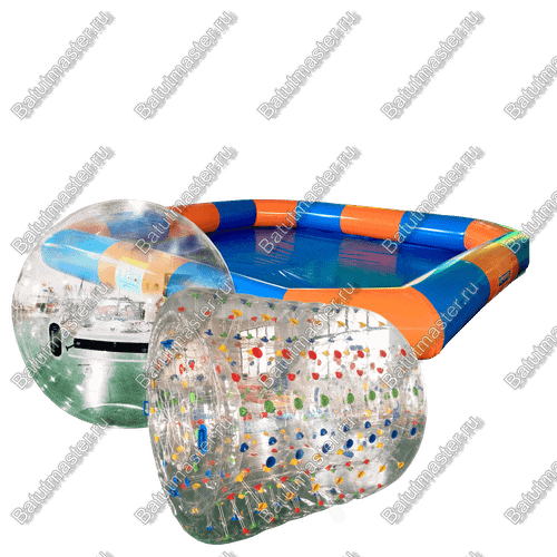 Бизнес-набор: Бассейн 7*7 м (1 шт), Водный шар ТПУ (3 шт), Водный роллер ТПУ (1 шт),насос (1 шт)