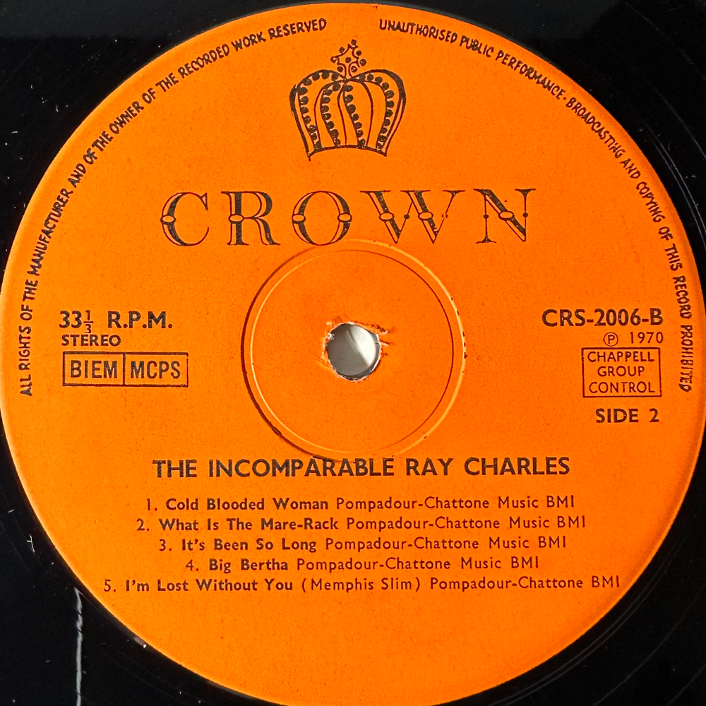 Ray Charles ‎– The Incomparable Ray Charles (Англия 1970г.)