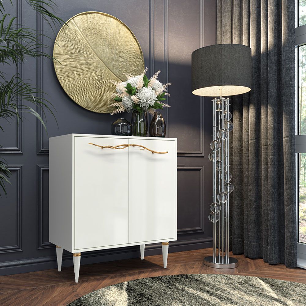 Комод Арт Колор Классик Голд с 2 полками Белый опал