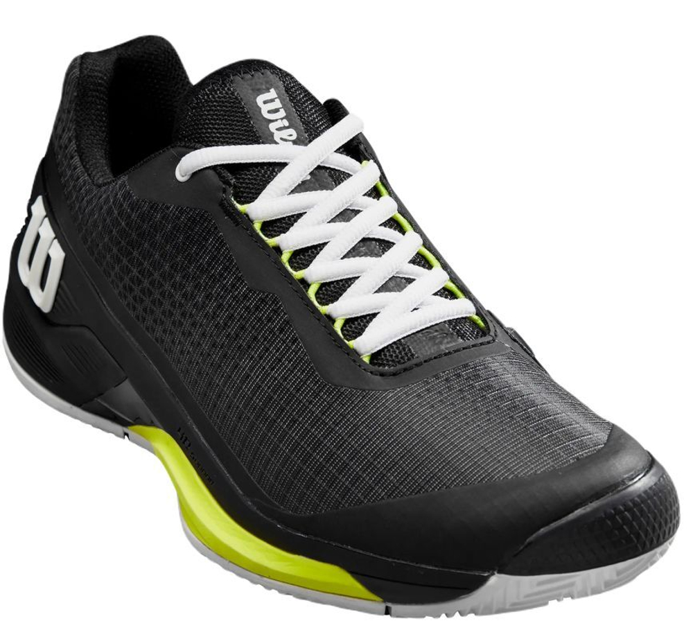 Мужские кроссовки теннисные Wilson Rush Pro 4.0 Clay - black/white/safety yellow