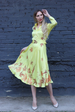 Платье из шелка «Солнце», экопринт