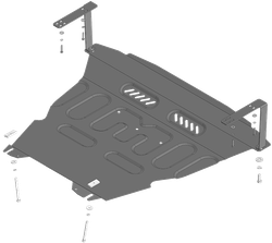 Защита картера двигателя, КПП, 2 мм, Сталь. для KIA Picanto 2004-2011, Motodor.71006