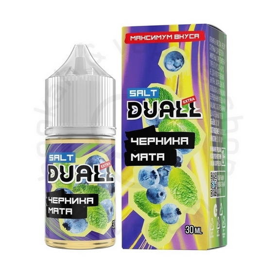 Безникотиновая жидкость для ЭСДН DUALL EXTRA ZERO с ароматом черники и мяты, 28мл, 0мг/см3 (M)