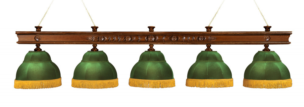 Лампа Ампир 5пл. ясень (№4,бархат зеленый,бахрома желтая,фурнитура золото)