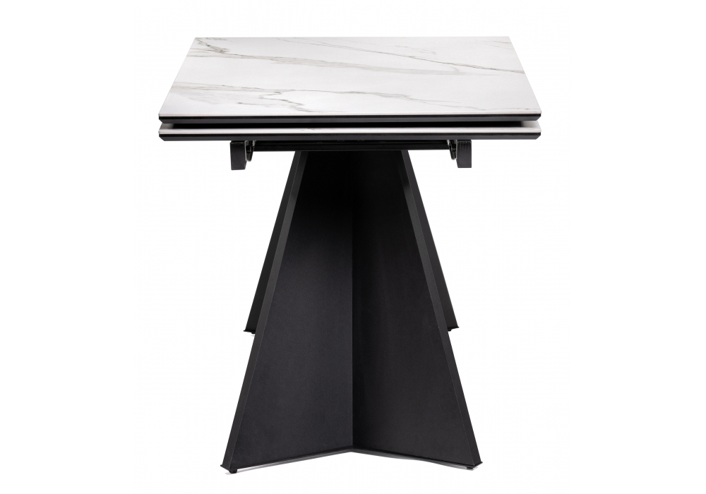 Керамический стол Woodville Ливи 140(200)х80х78 белый мрамор, черный