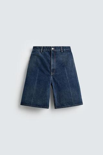 ZARA HARRY LAMBERT X DISNEY ДЖИНСОВЫЕ ШОРТЫ-БЕРМУДЫ, МОРСКОЙ СИНИЙ
