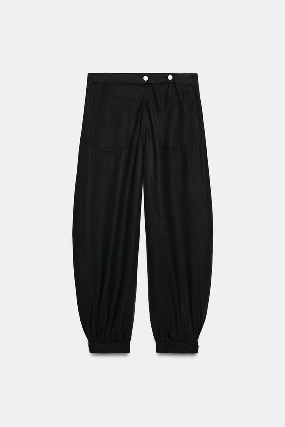 ZARA СВОБОДНЫЕ БРЮКИ BALLOON С МАНЖЕТАМИ, ЧЕРНЫЙ