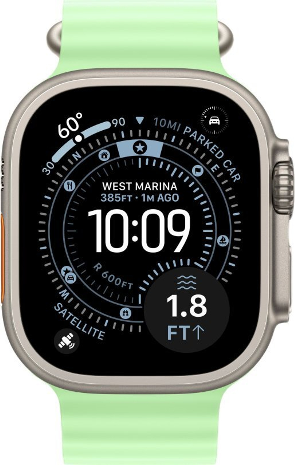 Умные часы Apple Watch Ultra 3, 49 мм, Natural Titanium Neon Green Ocean Band