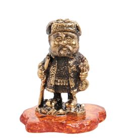 Народные промыслы AM-2211 Фигурка «Дед Мазай» (латунь, янтарь)