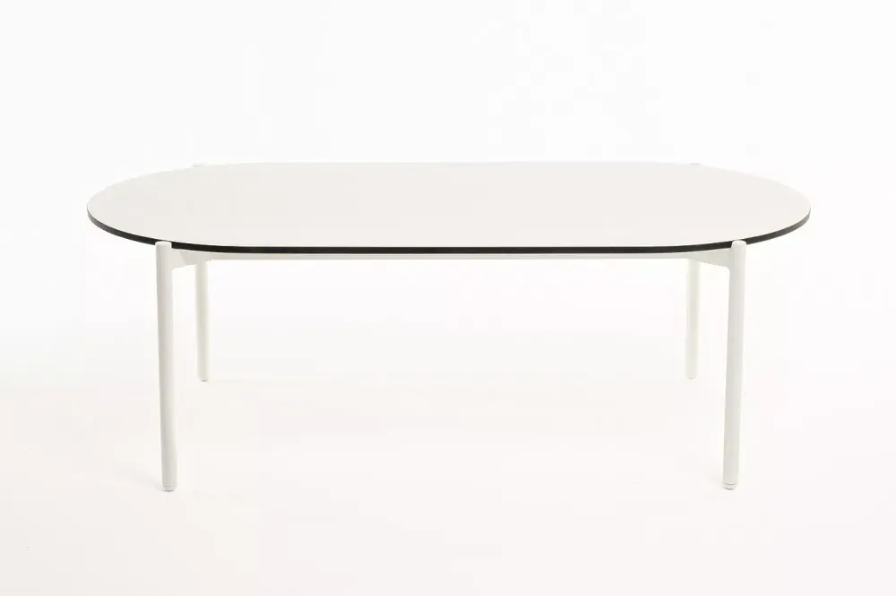 "Диего" журнальный стол из HPL 120х60 H40, каркас белый муар, цвет "молочный"