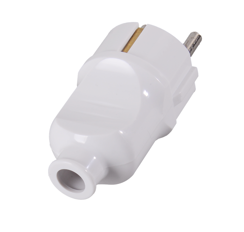 Вилка прямая с/з, белая 16А 250В Вихрь