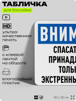 Табличка для бассейна "Спасательные принадлежности только для экстренных ситуаций", на пляж, для общественной и частной зоны отдыха, информационная, 40х30 см, Silver Plane x Айдентика Технолоджи