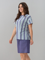 Костюм с шортами КНк-161/индиго-полоскабуквы