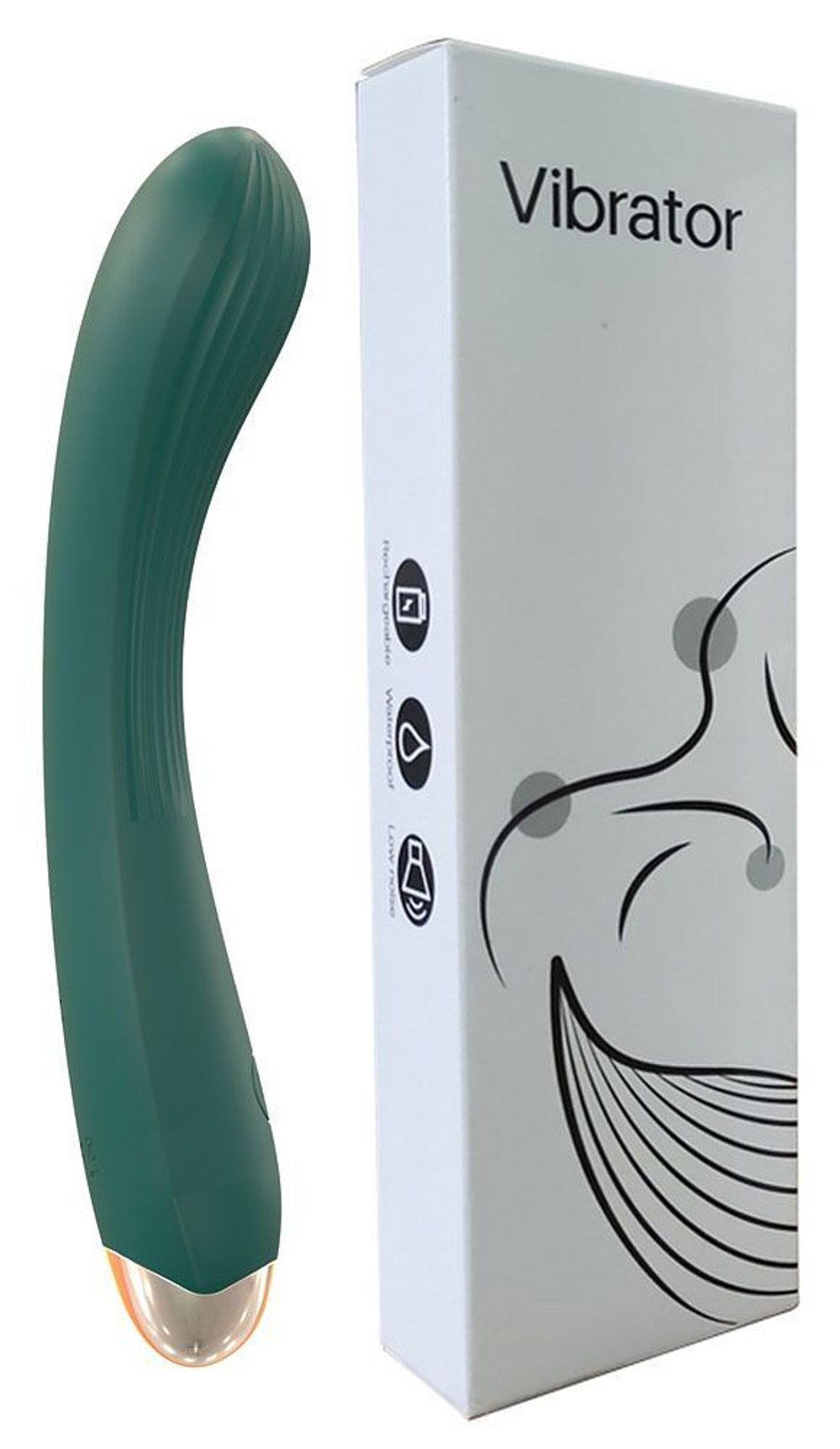 Зеленый вибратор для G-точки - 20 см. (Цвет: зеленый)