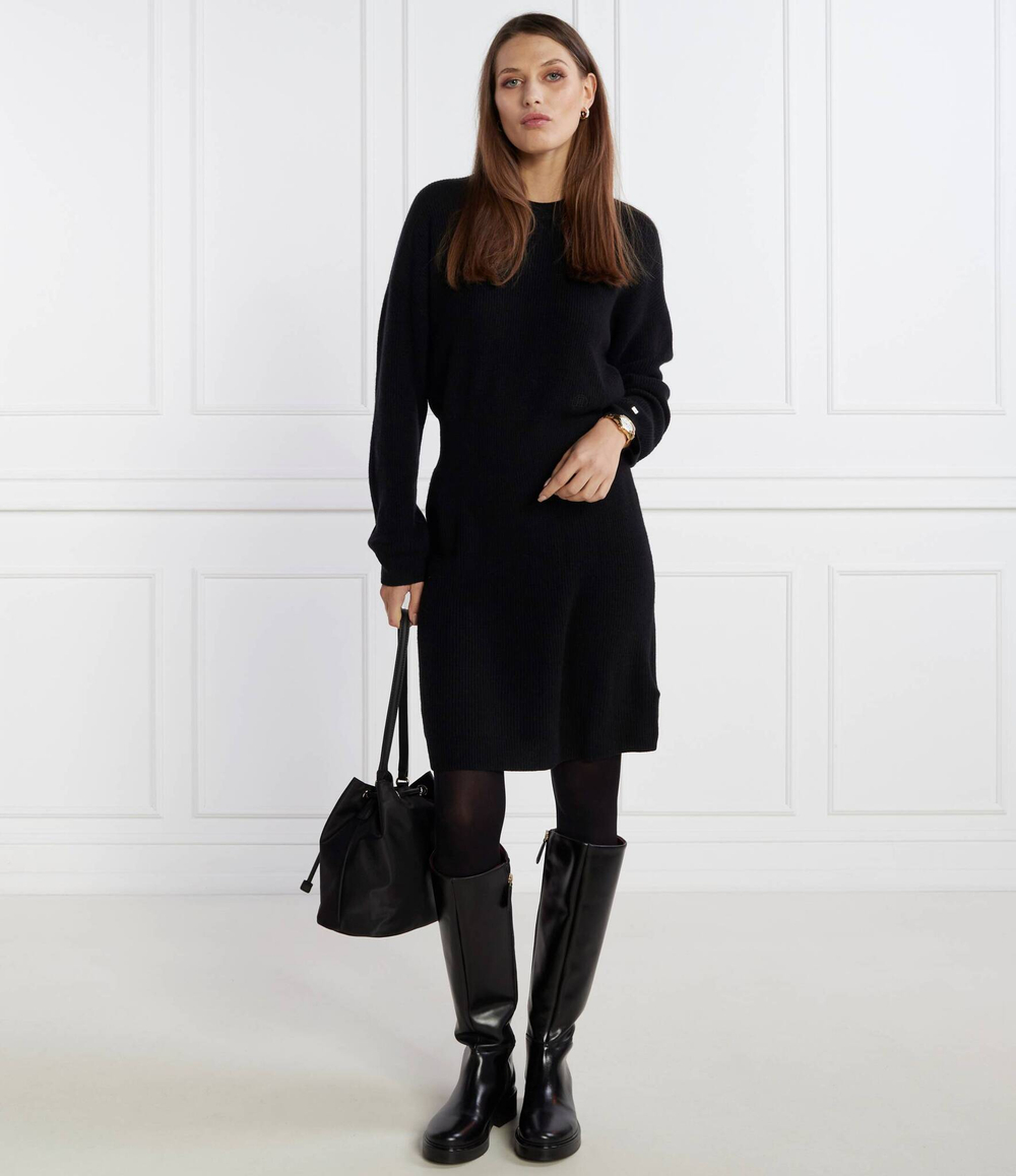 Хлопковое платье SMD WOOL CASH WAISTED DRESS Tommy Hilfiger - черный(WW0WW40263)