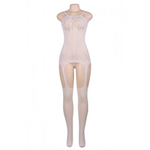 Эротический комбинезон с чулками Foxy White (XS-M)