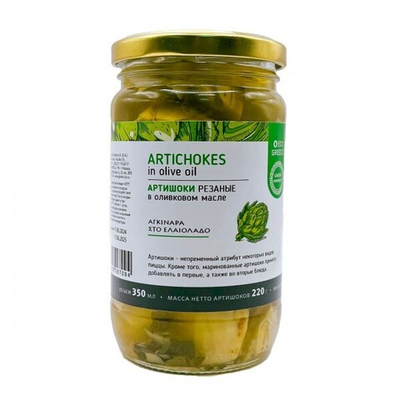 Артишоки в оливковом масле холодного отжима, E & D Kontos, 340 г