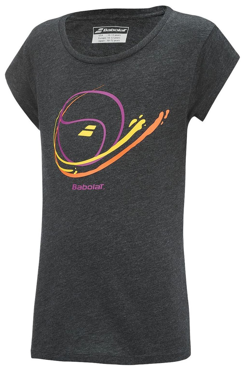 Футболка для девочки теннисная Babolat Vintge Tee Girl - dark grey