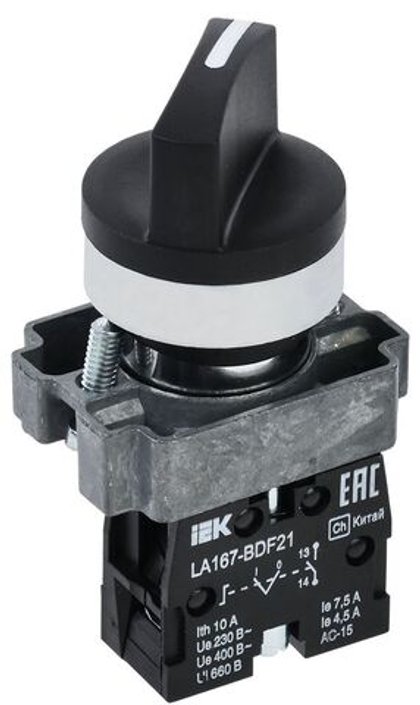 Переключатель LA167-BDF21 на 2 положения 1з черный IEK
