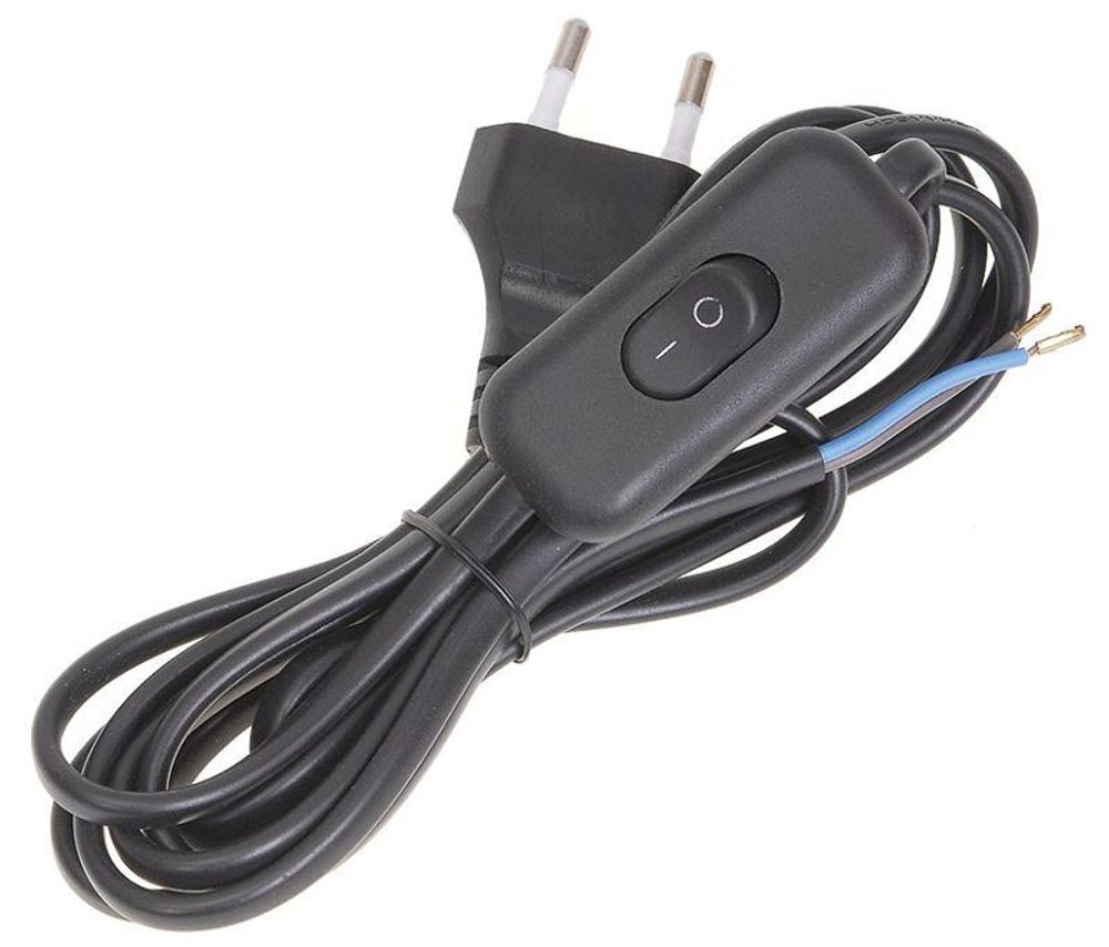 Шнур для бра УШ-1КВ 2м с опрес. вилкой и выключателем 2х0.75 черн. IEK WUP20-02-K02 Шнур для бра УШ-1КВ 2м с опрес. вилкой и выключателем 2х0.75 черн. IEK WUP20-02-K02