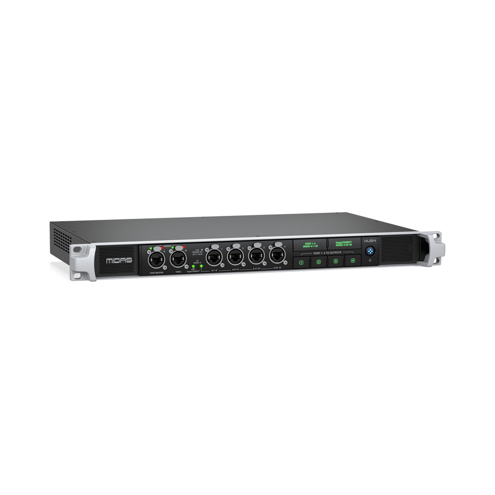 MIDAS HUB4 - коммутатор каналов AES50, AES50-B сквозной, AES50 1-4 с PoE для подключения DP48